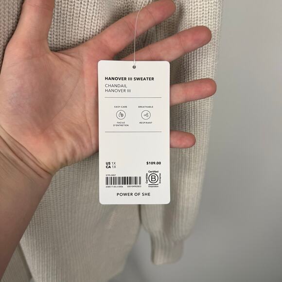 Athleta Chandail Hanover 3 NEW Wool Knit Pullover Long Sleeve V Neck Sweater 1X - Picture 9 of 11